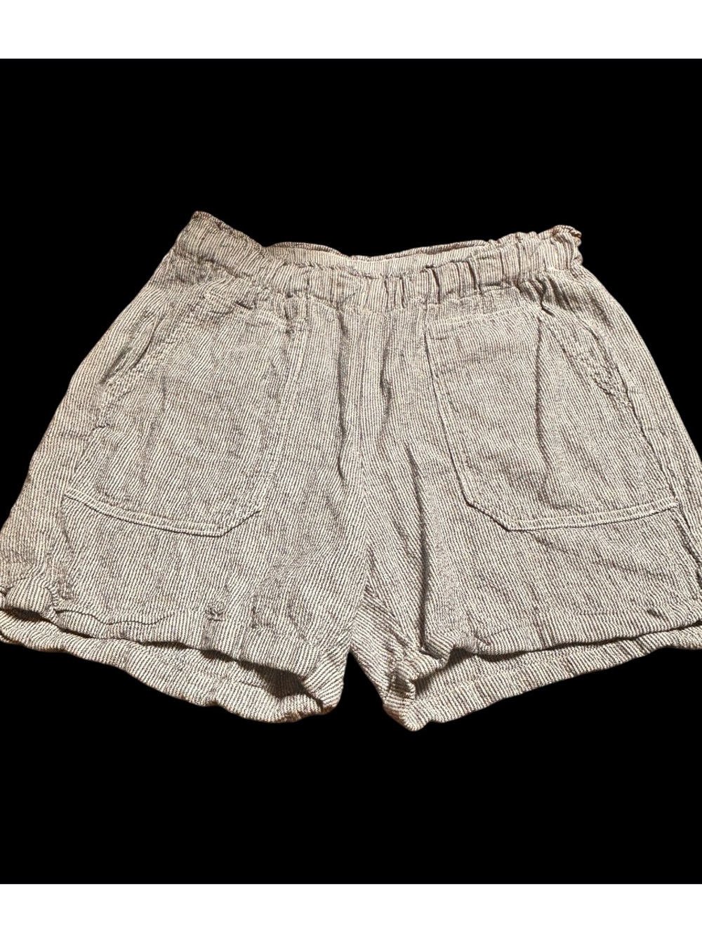 Briggs New York Cream and blue Pinstripe Linen Blend Shorts